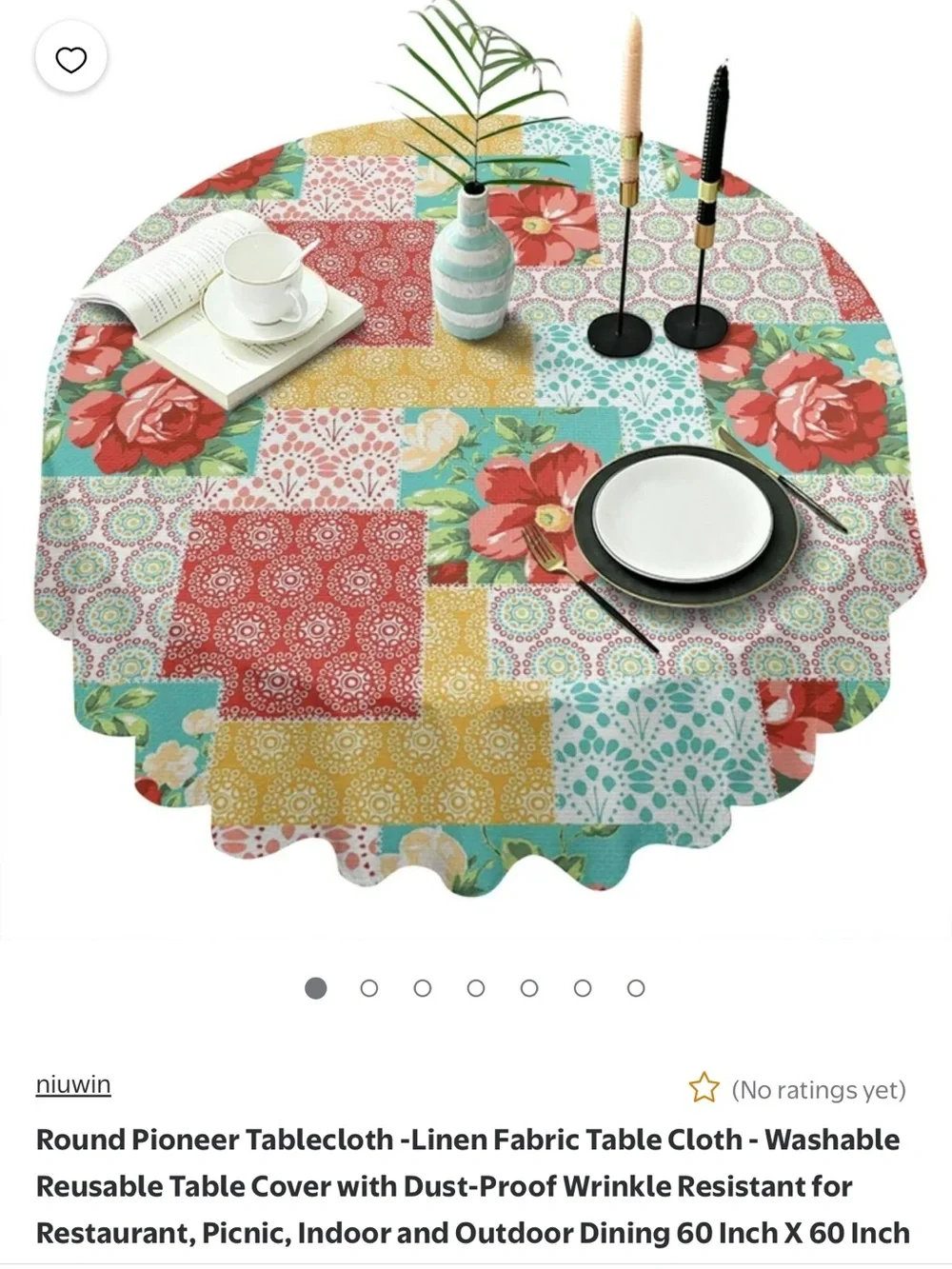 Floral Patchwork Round Tablecloth - Multicolor-New